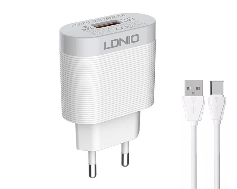 LDNIO A303Q USB Tip C QC 3.0 Fast Charging punjač beli